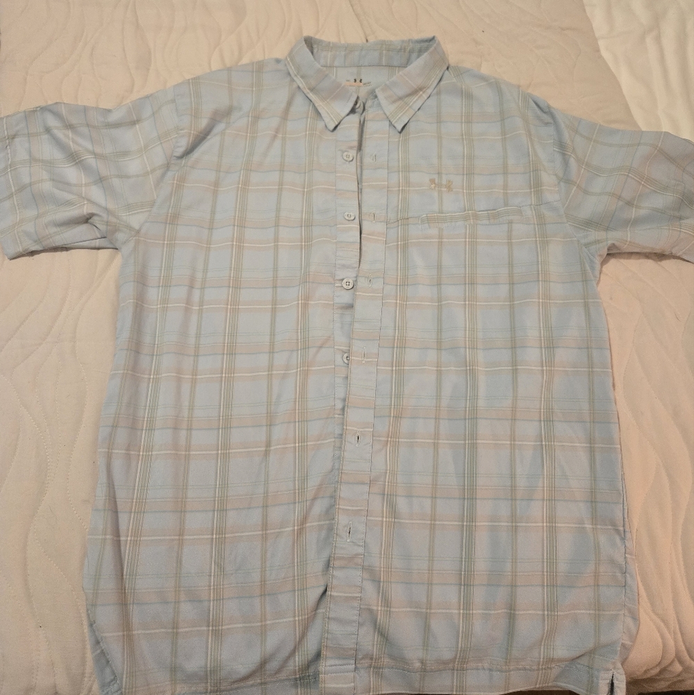 Under Armour Men's Blue Plaid Button Down Shirt
